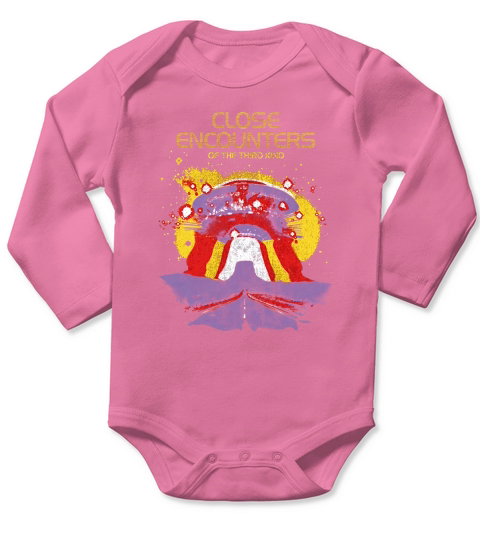 Close Encounters Simplified Color UFO with Logo Distressed Long Sleeve Baby One-Piece