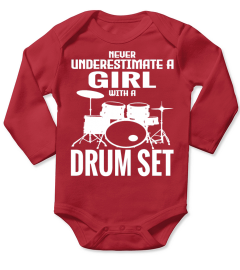 Drumming Drummer Girls Percussion Lover Drums Long Sleeve Baby One-Piece