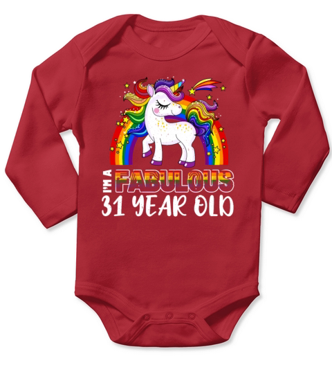 Unicorn Age 31 Years Gay Pride LGBT Pride Month Long Sleeve Baby One-Piece