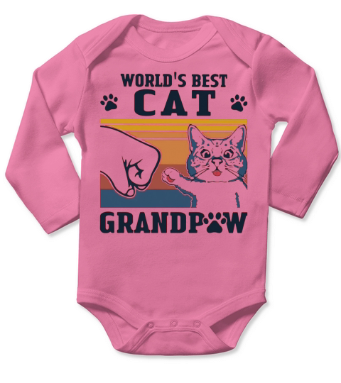 World’s Best Cat Grandpaw Vintage Long Sleeve Baby One-Piece