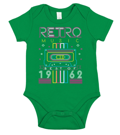 Best Of 1962 Retro Cassette Vintage Birthday Short Sleeve Baby One-Piece