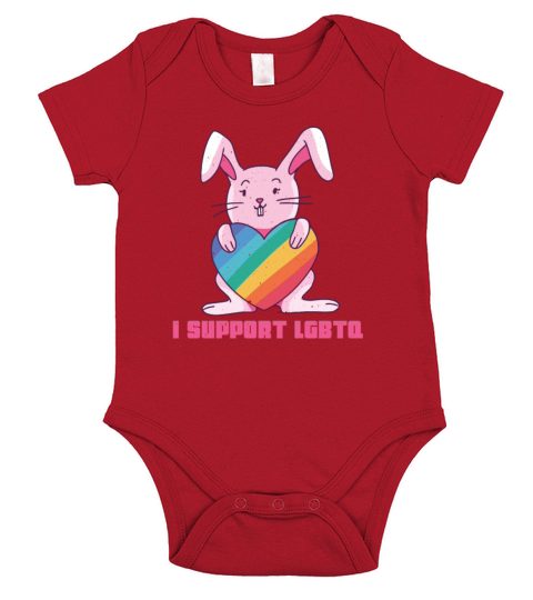 Rainbow Rabbit Cute Gay Pride Support LGBT Pride Short Sleeve Baby One-Piece