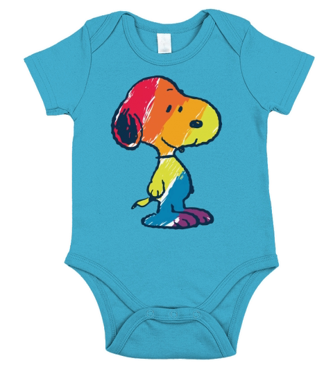 shirt rainbow snoopy Short Sleeve Baby One-Piece