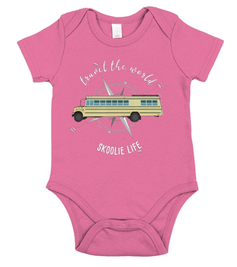 Travel The World Skoolie Life Converted School Bus shirt Short Sleeve Baby One-Piece
