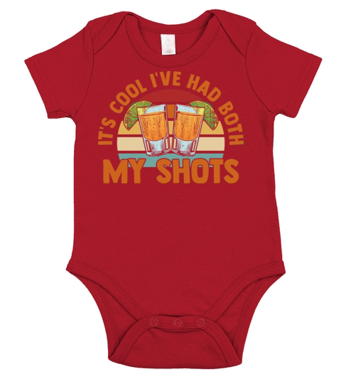 Vintage Glass Drink Vaccinated Both Shots Short Sleeve Baby One-Piece