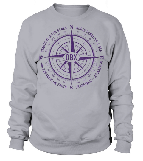 OBX Nautical Compass Outer Banks Vintage Purple Sweatshirt Unisex
