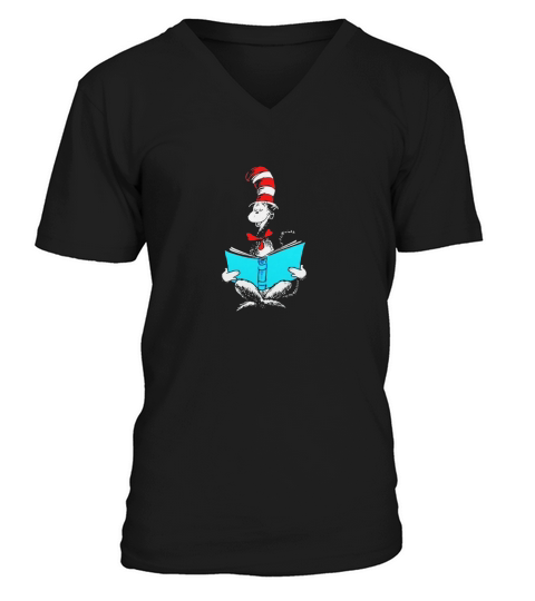 Dr. Seuss Reading Cat T-shirt V-Neck T-shirt
