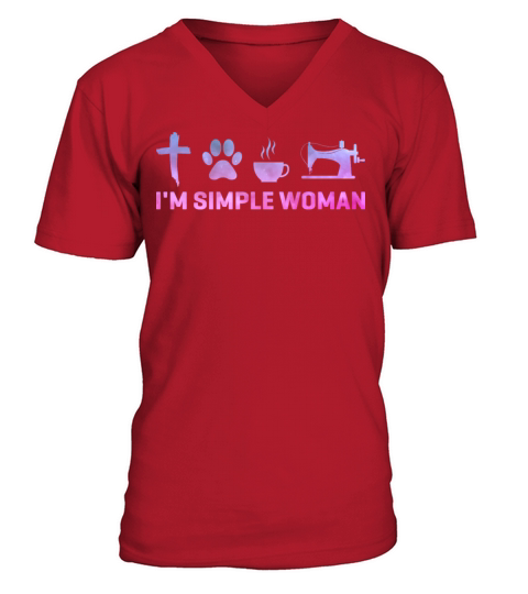 Jesus Dogs Coffee Sewing Simple Woman V-Neck T-shirt