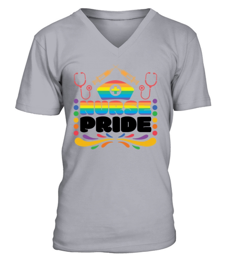 Nurse Pride Stethoscope Lesbian Gay LGBTQ V-Neck T-shirt
