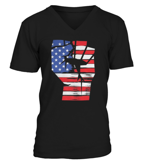 Raised Fist Patriotic Protest Independence Day 4th Of July shirt V-Neck T-shirt