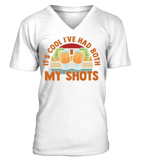 Vintage Glass Drink Vaccinated Both Shots V-Neck T-shirt