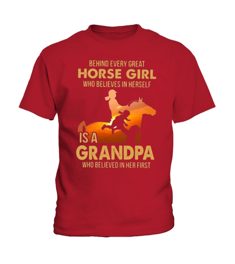 Behind every great horse girl who believes in herself is a grandpa shirt - Ladies Flowy Tank Kids T-Shirt