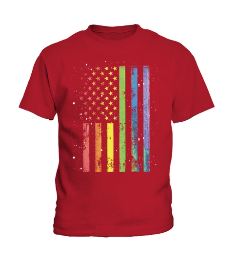 LGBT Community American Flag Rainbow Colors Gay Kids T-Shirt