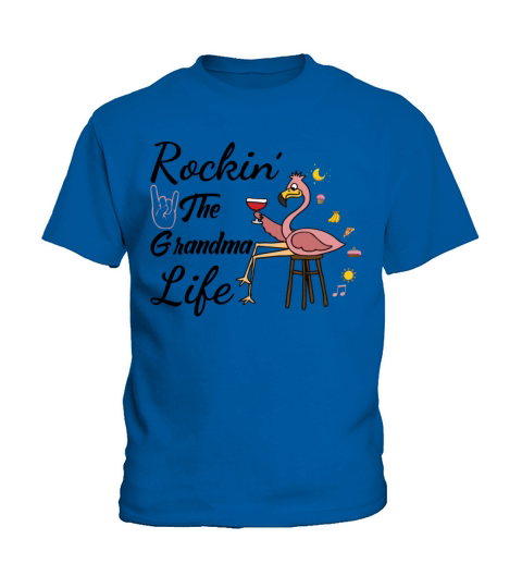 Rocking The Grandma Life Wine Drinking Flamingo Kids T-Shirt