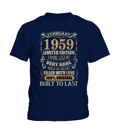 Vintage 61 Years Old February 1959 61st Birthday Kids T-Shirt