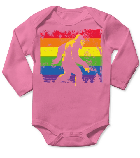Bigfoot Sasquatch Lover Carrying LGBTQ Flag Pride Long Sleeve Baby One-Piece
