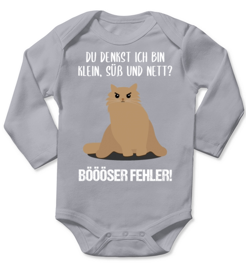 Cat Small Sweet Nice Bad Mistake Quote Gift Long Sleeve Baby One-Piece