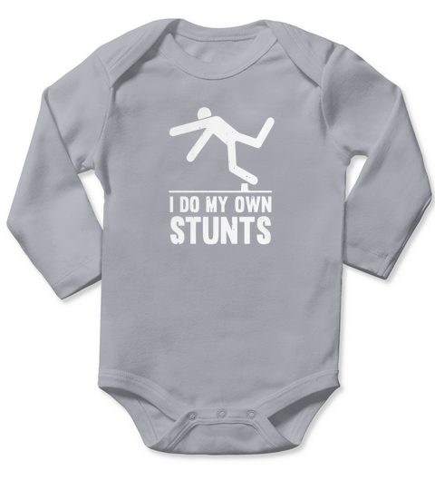 Distressed I Do My Own Stunts T-Shirt Long Sleeve Baby One-Piece