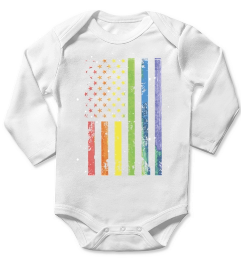LGBT Community American Flag Rainbow Colors Gay Long Sleeve Baby One-Piece