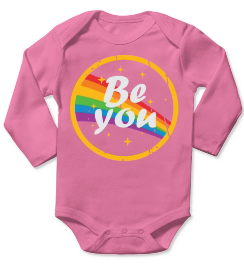 LGBTQ Be You Rainbow Gay Pride - Retro Vintage Long Sleeve Baby One-Piece