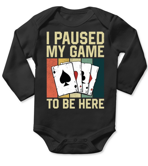 Poker Cards Retro Vintage I Paused Long Sleeve Baby One-Piece