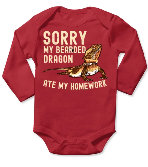 Sorry My Bearded Dragon Ate My Homework Funny Pet Long Sleeve Baby One-Piece