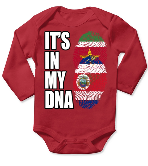 Surinamese And Croatian Vintage Heritage DNA Flag Long Sleeve Baby One-Piece