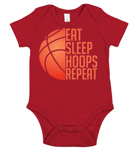 Funny Basketball Eat Sleep Hoops Repeat Short Sleeve Baby One-Piece