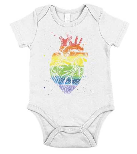 LGBT Anatomical Heart Rainbow Gay Lesbian Short Sleeve Baby One-Piece