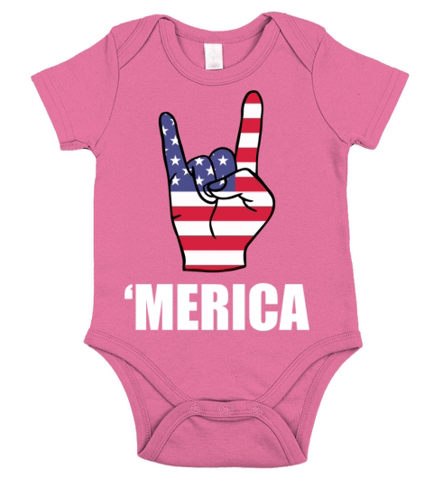 Merica 4th of July American Flag Short Sleeve Baby One-Piece