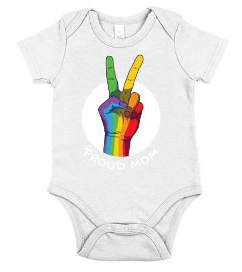Proud Mom Rainbow Flag Quote LGBT Short Sleeve Baby One-Piece
