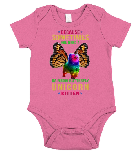 Rainbow Butterfly Unicorn Kitten Short Sleeve Baby One-Piece