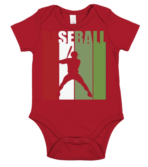 Retro Vintage Baseball Player Sillhoute Short Sleeve Baby One-Piece