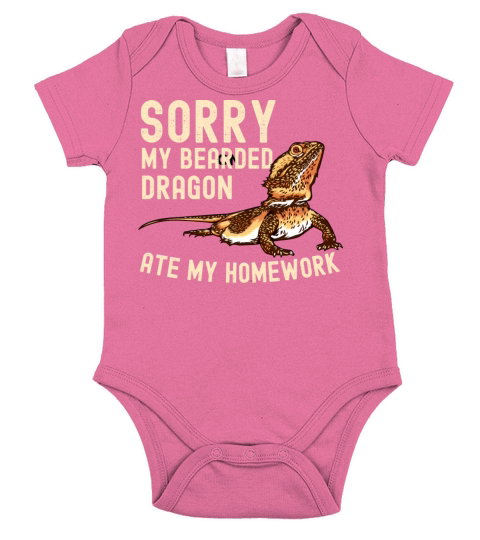Sorry My Bearded Dragon Ate My Homework Funny Pet Short Sleeve Baby One-Piece