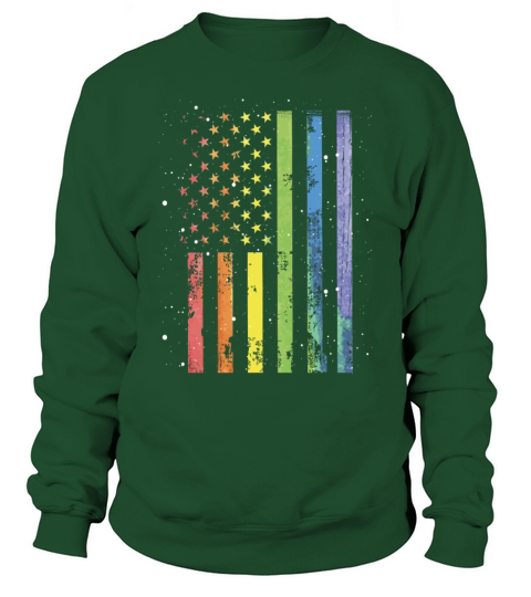 LGBT Community American Flag Rainbow Colors Gay Sweatshirt Unisex