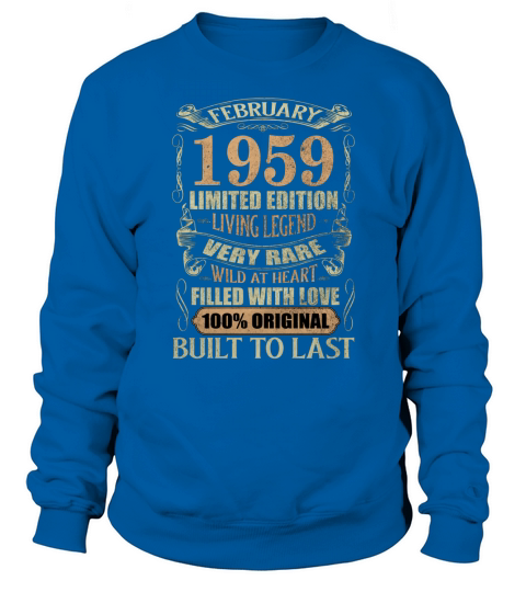 Vintage 61 Years Old February 1959 61st Birthday Sweatshirt Unisex