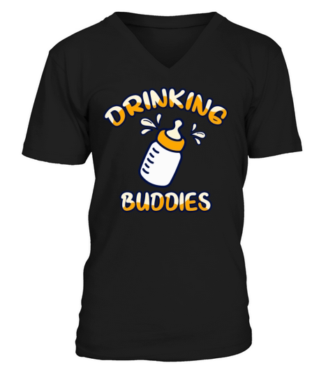 Drinking Buddies Milk Bottle Matching V-Neck T-shirt