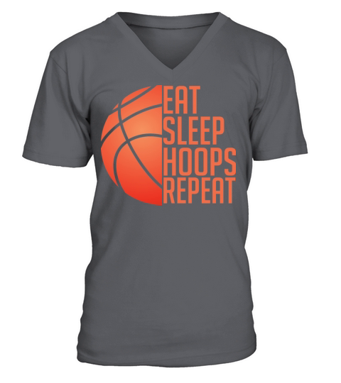 Funny Basketball Eat Sleep Hoops Repeat V-Neck T-shirt