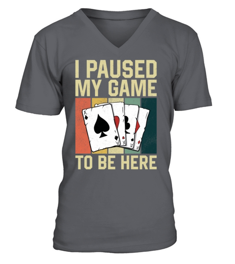 Poker Cards Retro Vintage I Paused V-Neck T-shirt