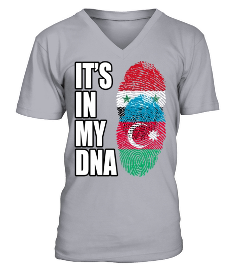 Syrian And Azerbaijani Vintage Heritage DNA Flag V-Neck T-shirt