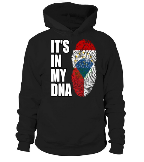 Tajikistani And Czech Vintage Heritage DNA Flag Hoodie Unisex