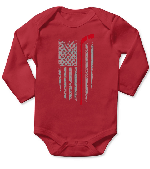 HOCKEY THIN RED LINE Long Sleeve Baby One-Piece