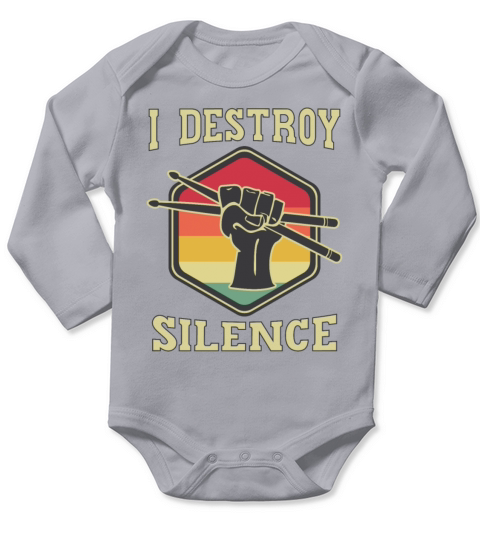 I Destroy Silence Vintage Sunset Drummer Long Sleeve Baby One-Piece