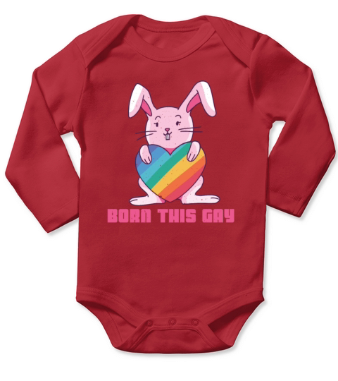 Rainbow Rabbit Cute Born Gay Pride LGBT Pride Long Sleeve Baby One-Piece