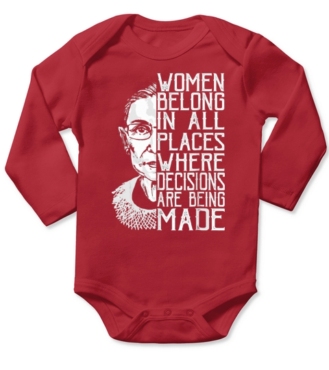 Retro Women Belong In All Places RBG Ruth Bader Ginsburg shirt Long Sleeve Baby One-Piece