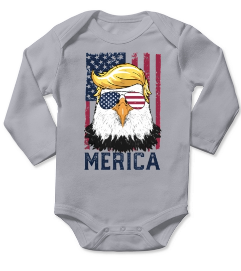 Sunglass Merica Eagle 4Th Of July Trump American Flag shirt Long Sleeve Baby One-Piece