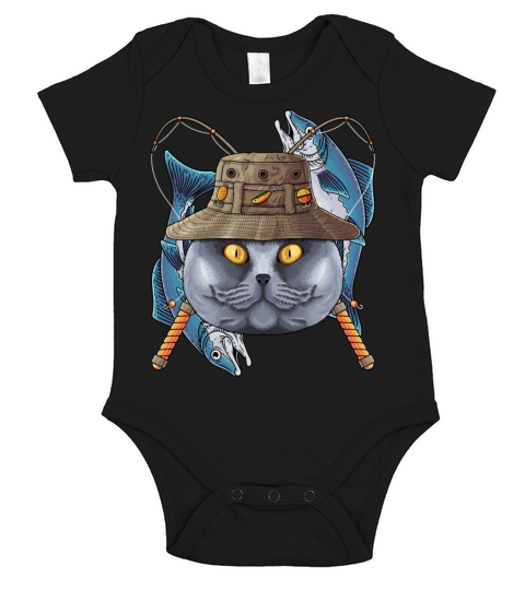 Fishing British Shorthair Outdoor Fisherman Cat Fl Short Sleeve Baby One-Piece