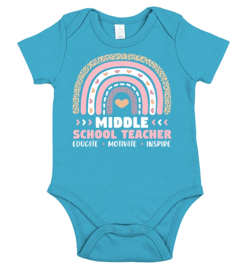 Middle School Teacher Educate Motivate Inspire Short Sleeve Baby One-Piece