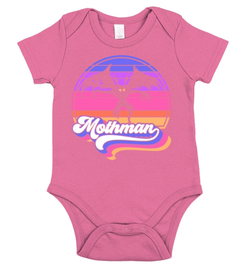 Retro Mothman 80s Cryptid Sunset Gift Short Sleeve Baby One-Piece