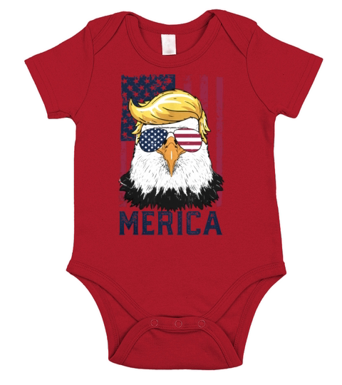 Sunglass Merica Eagle 4Th Of July Trump American Flag shirt Short Sleeve Baby One-Piece